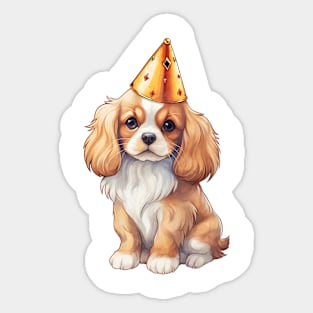 Birthday Cavalier King Charles Spaniel Dog Sticker